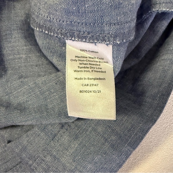 Talbots Chambray Button-Up Skirt Size 14 Cotton Front & Back Pockets - Picture 3 of 4